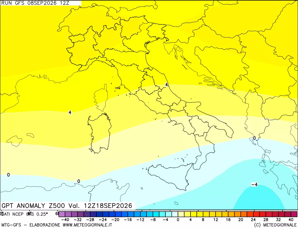 mappa 500 hPa GPT Anomaly vs Cli.No 1981-2010