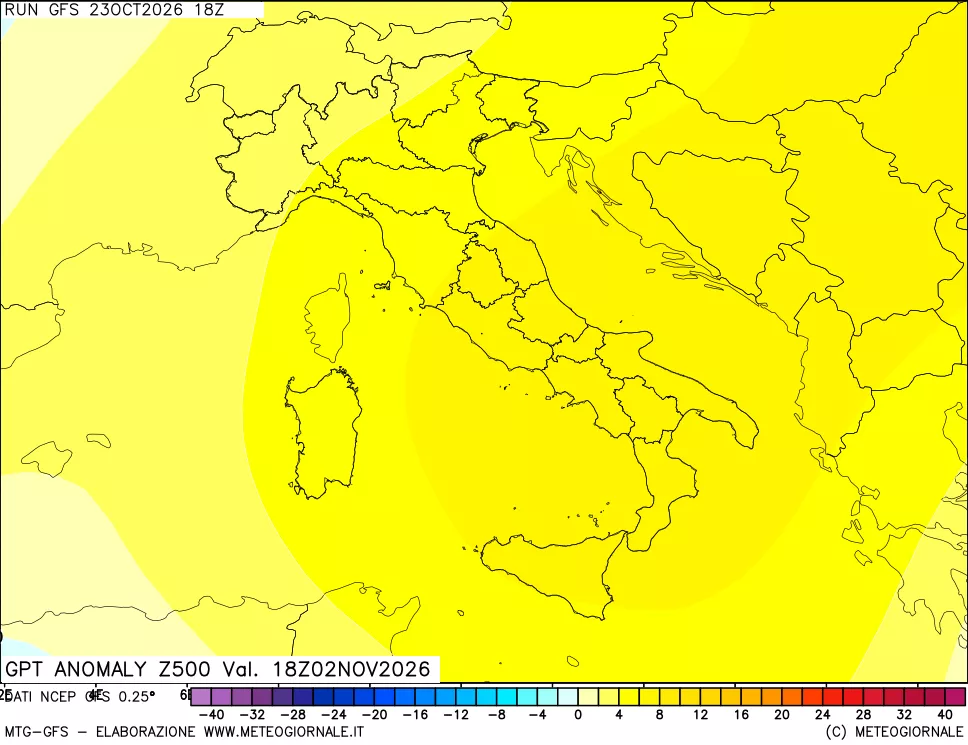 mappa 500 hPa GPT Anomaly vs Cli.No 1981-2010