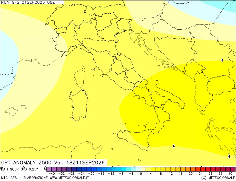 mappa 500 hPa GPT Anomaly vs Cli.No 1981-2010