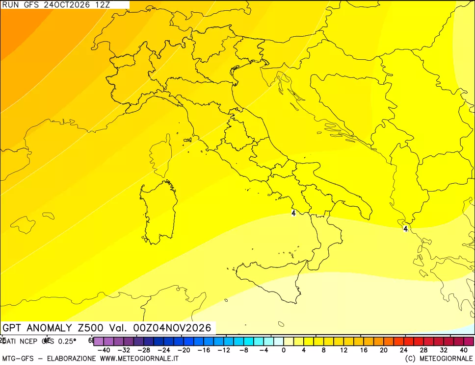 mappa 500 hPa GPT Anomaly vs Cli.No 1981-2010