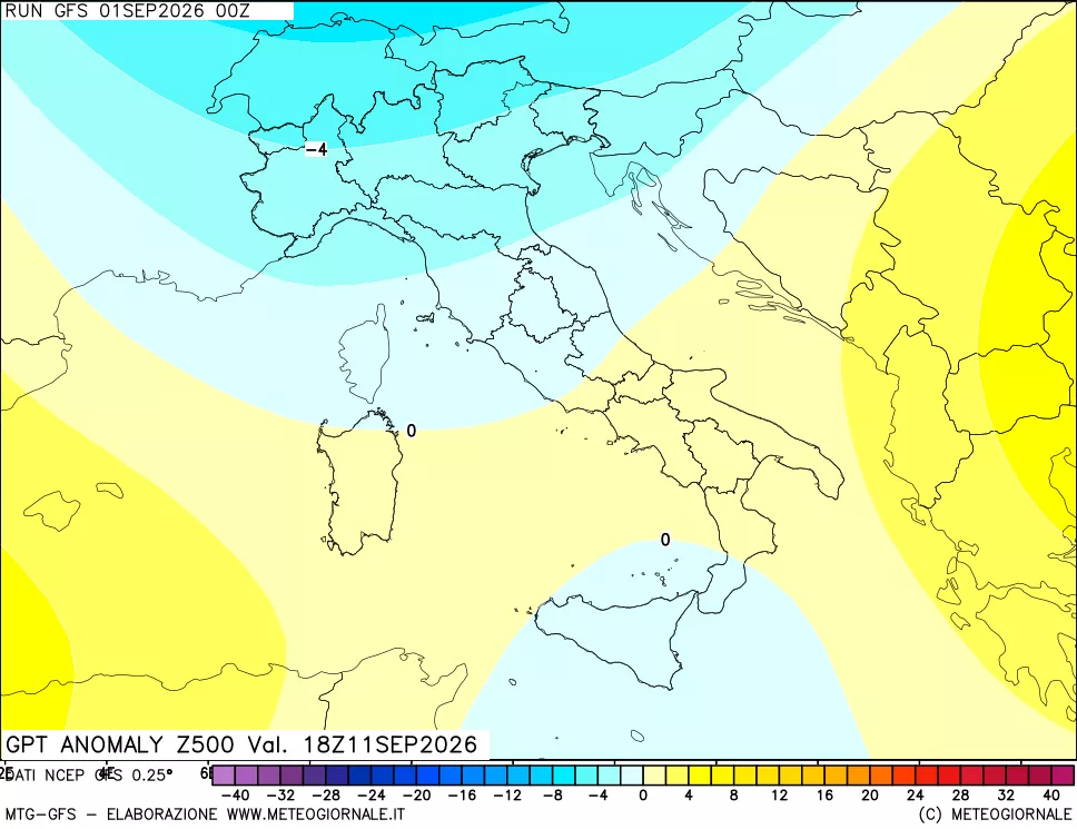 mappa 500 hPa GPT Anomaly vs Cli.No 1981-2010