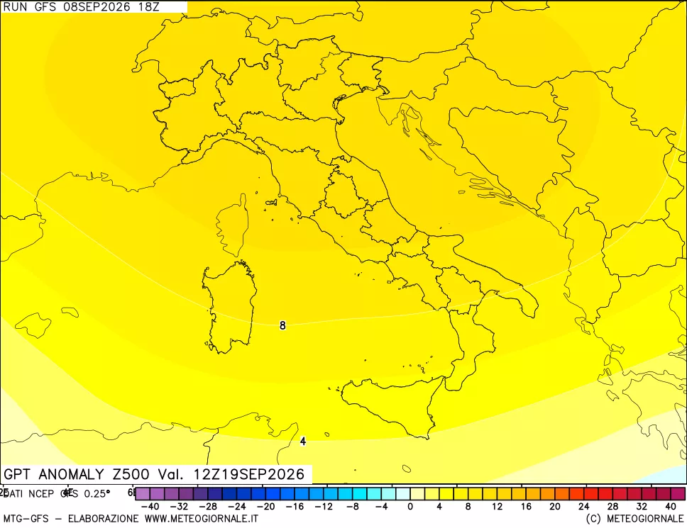 mappa 500 hPa GPT Anomaly vs Cli.No 1981-2010