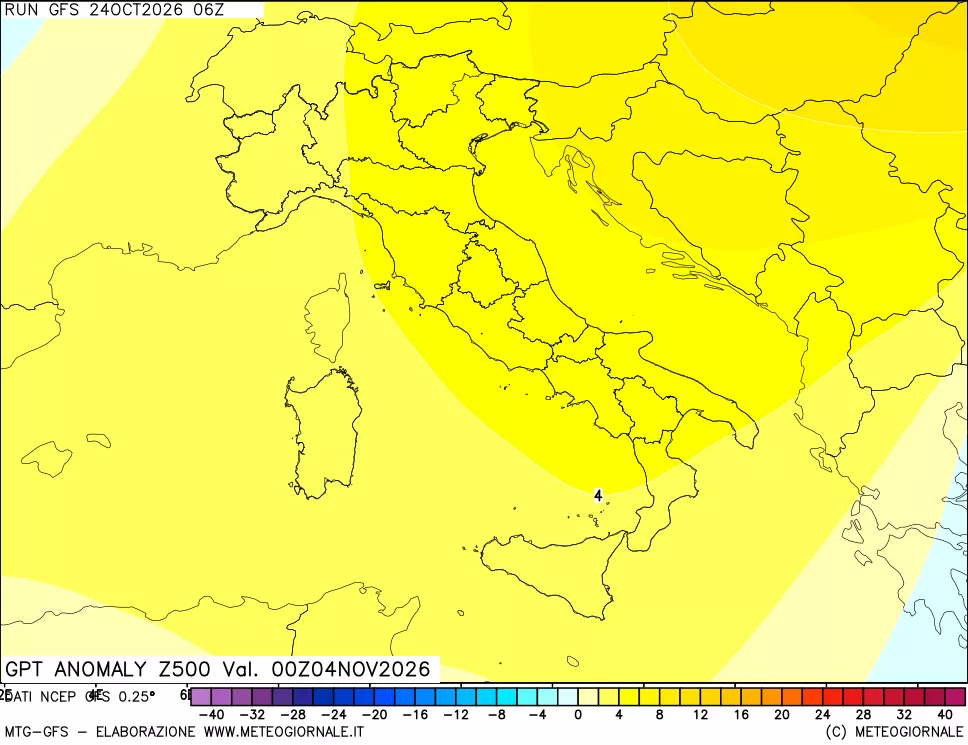 mappa 500 hPa GPT Anomaly vs Cli.No 1981-2010