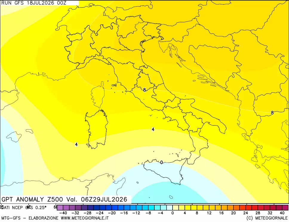mappa 500 hPa GPT Anomaly vs Cli.No 1981-2010