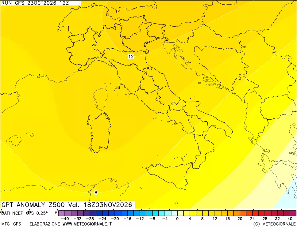mappa 500 hPa GPT Anomaly vs Cli.No 1981-2010