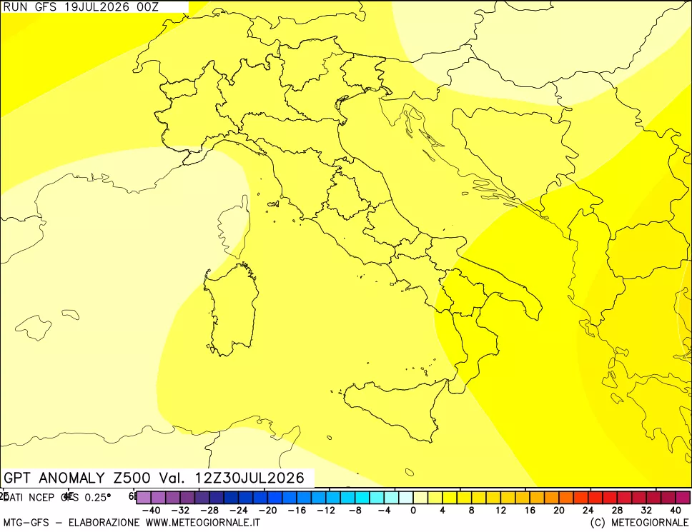 mappa 500 hPa GPT Anomaly vs Cli.No 1981-2010