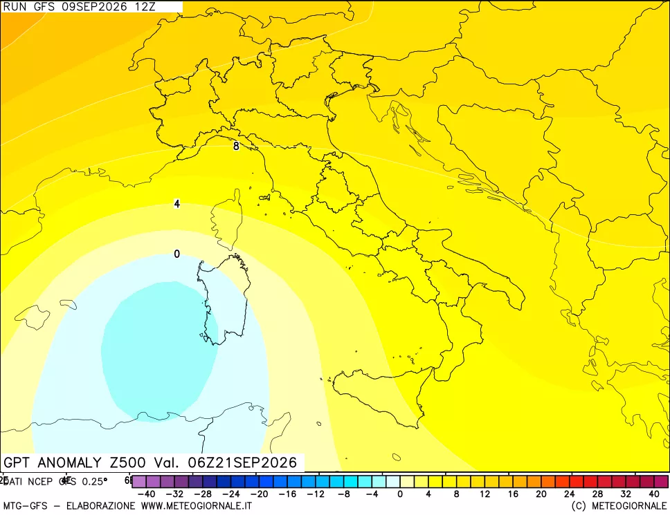 mappa 500 hPa GPT Anomaly vs Cli.No 1981-2010