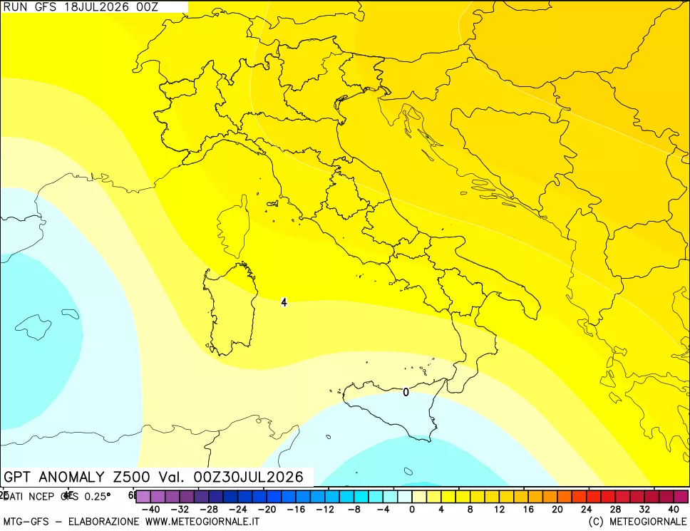 mappa 500 hPa GPT Anomaly vs Cli.No 1981-2010