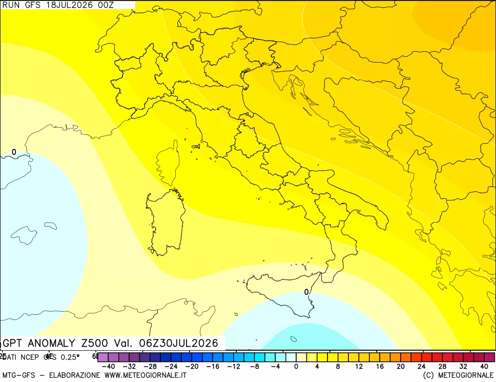 mappa 500 hPa GPT Anomaly vs Cli.No 1981-2010