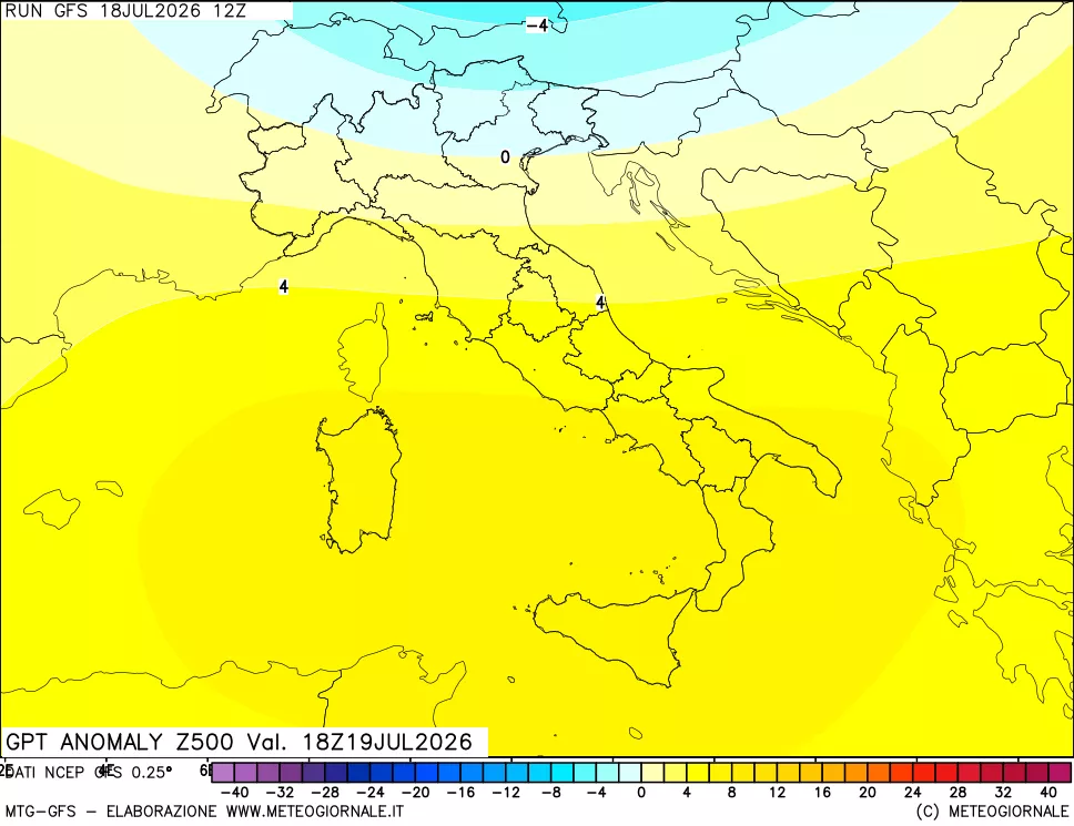 mappa 500 hPa GPT Anomaly vs Cli.No 1981-2010
