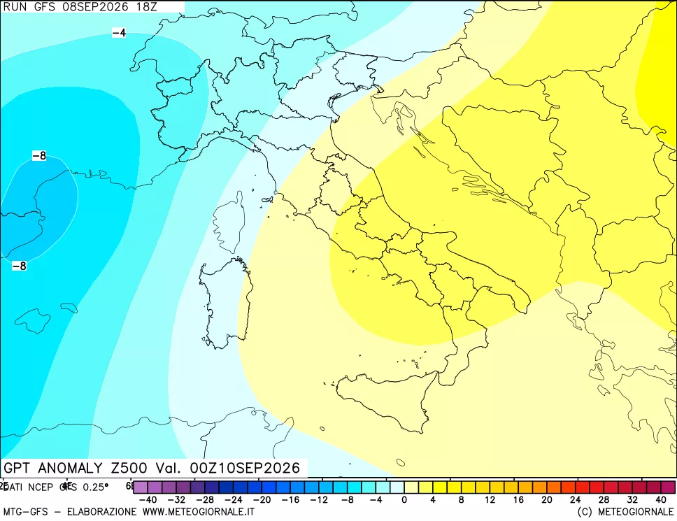 mappa 500 hPa GPT Anomaly vs Cli.No 1981-2010