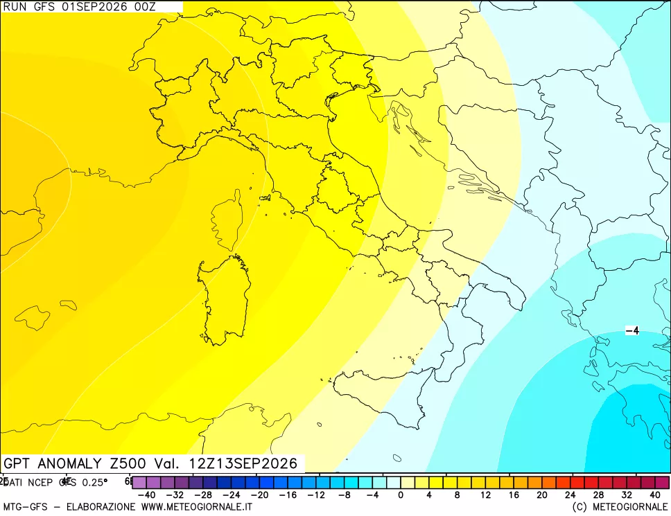 mappa 500 hPa GPT Anomaly vs Cli.No 1981-2010