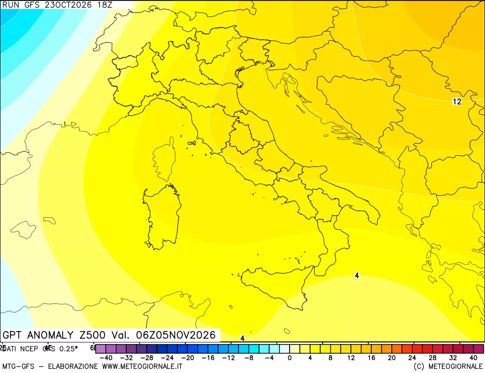 mappa 500 hPa GPT Anomaly vs Cli.No 1981-2010