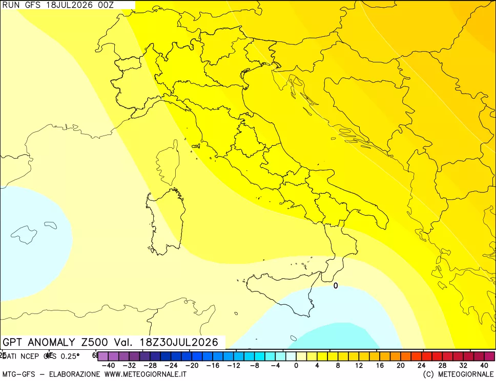 mappa 500 hPa GPT Anomaly vs Cli.No 1981-2010