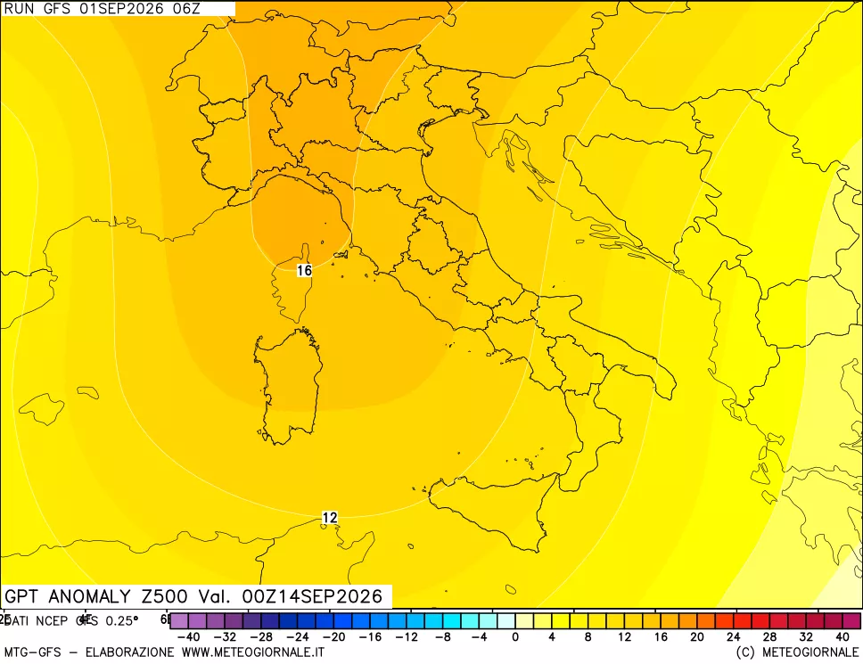mappa 500 hPa GPT Anomaly vs Cli.No 1981-2010