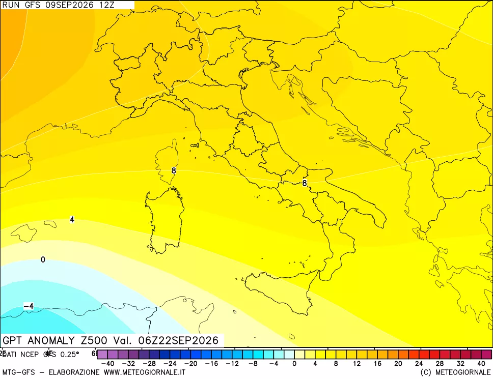 mappa 500 hPa GPT Anomaly vs Cli.No 1981-2010