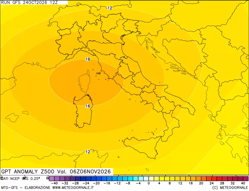 mappa 500 hPa GPT Anomaly vs Cli.No 1981-2010