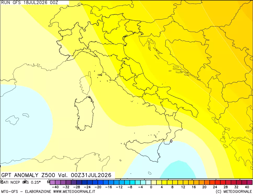 mappa 500 hPa GPT Anomaly vs Cli.No 1981-2010