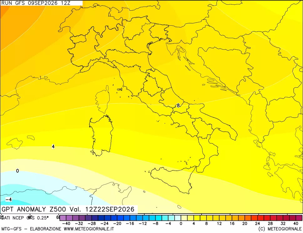 mappa 500 hPa GPT Anomaly vs Cli.No 1981-2010