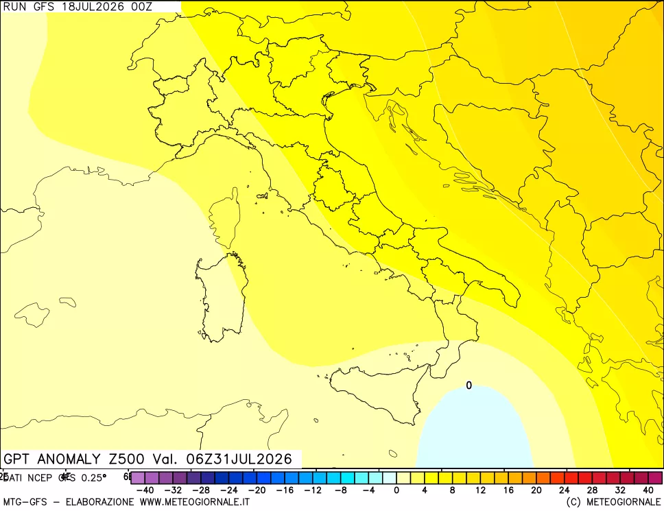 mappa 500 hPa GPT Anomaly vs Cli.No 1981-2010