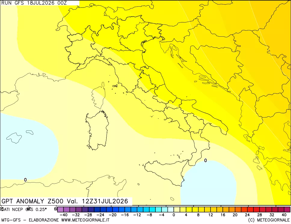 mappa 500 hPa GPT Anomaly vs Cli.No 1981-2010