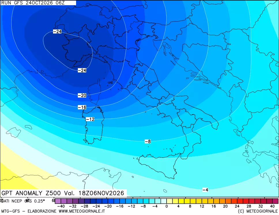 mappa 500 hPa GPT Anomaly vs Cli.No 1981-2010