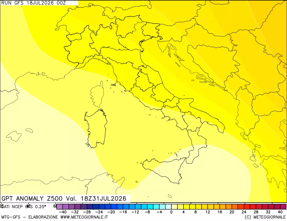 mappa 500 hPa GPT Anomaly vs Cli.No 1981-2010