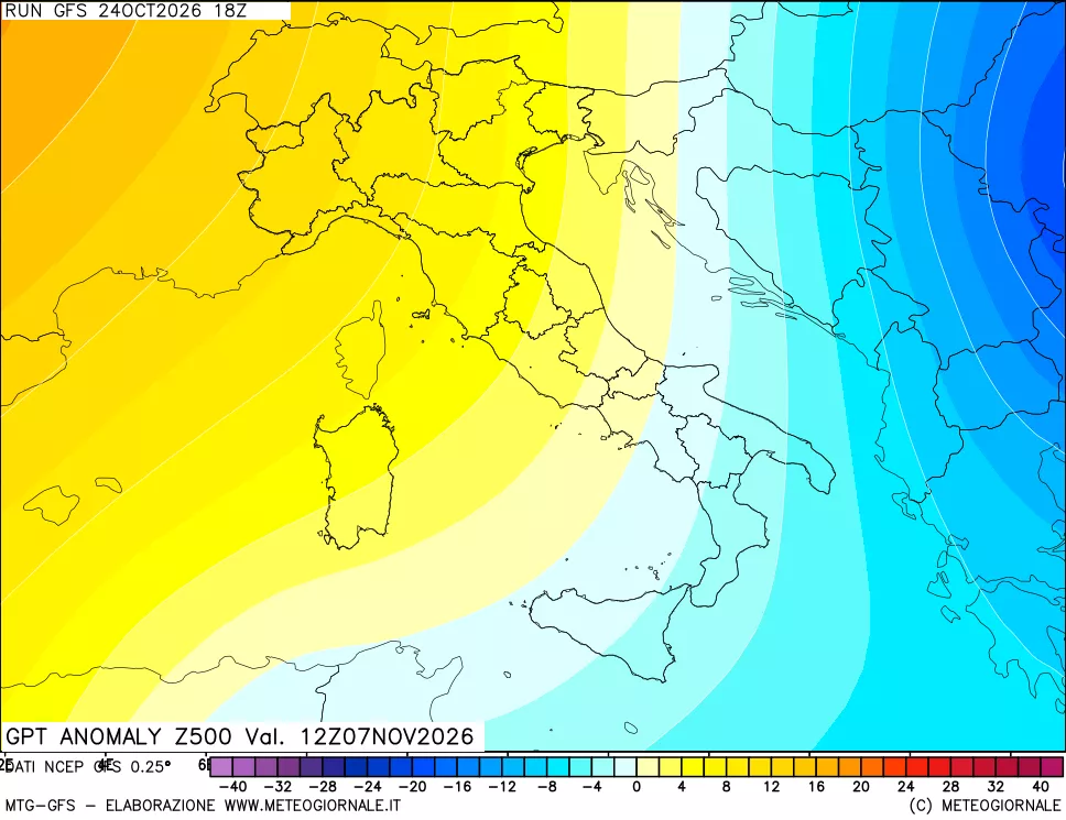mappa 500 hPa GPT Anomaly vs Cli.No 1981-2010