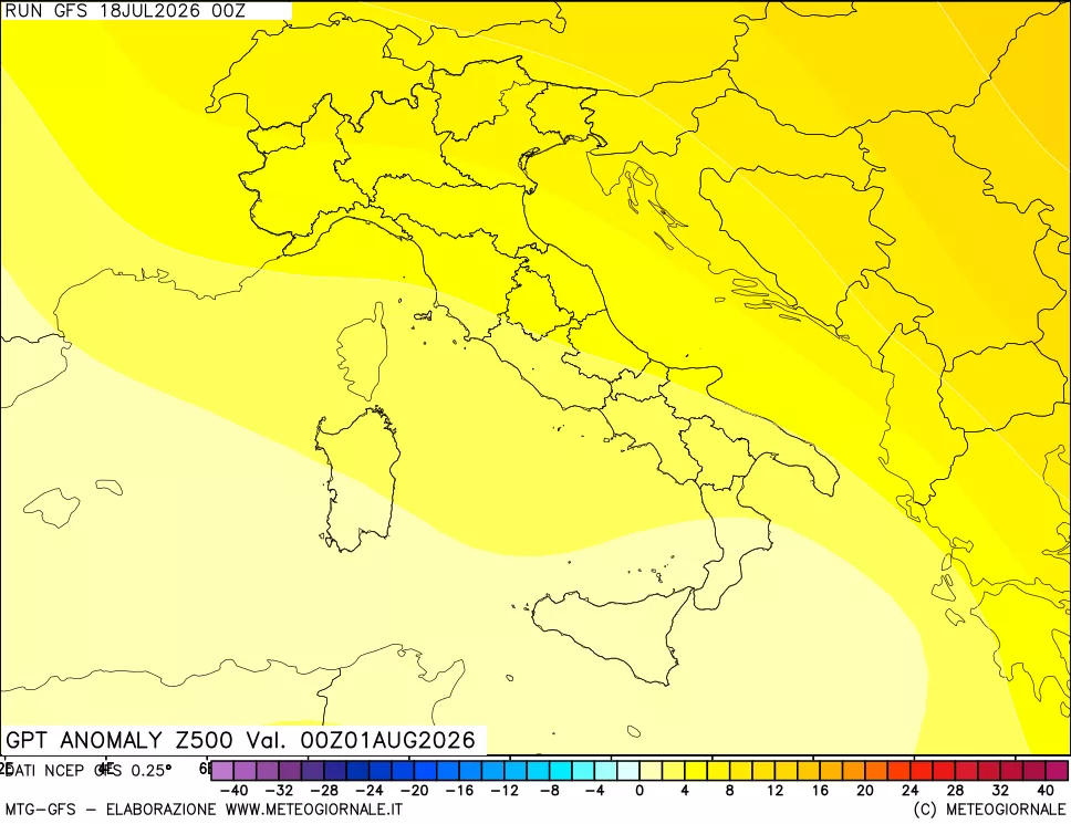 mappa 500 hPa GPT Anomaly vs Cli.No 1981-2010