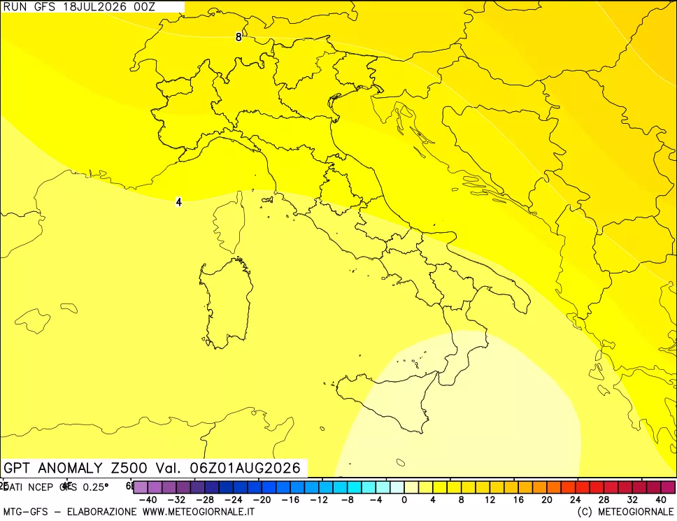 mappa 500 hPa GPT Anomaly vs Cli.No 1981-2010