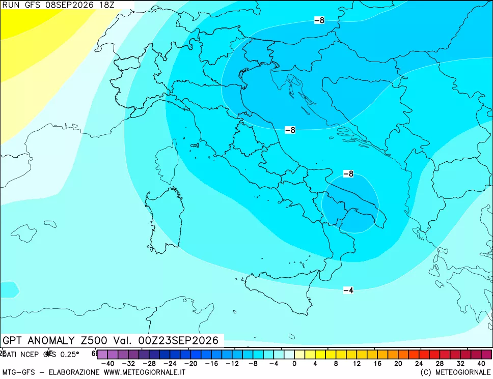 mappa 500 hPa GPT Anomaly vs Cli.No 1981-2010
