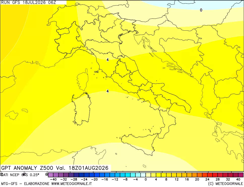 mappa 500 hPa GPT Anomaly vs Cli.No 1981-2010