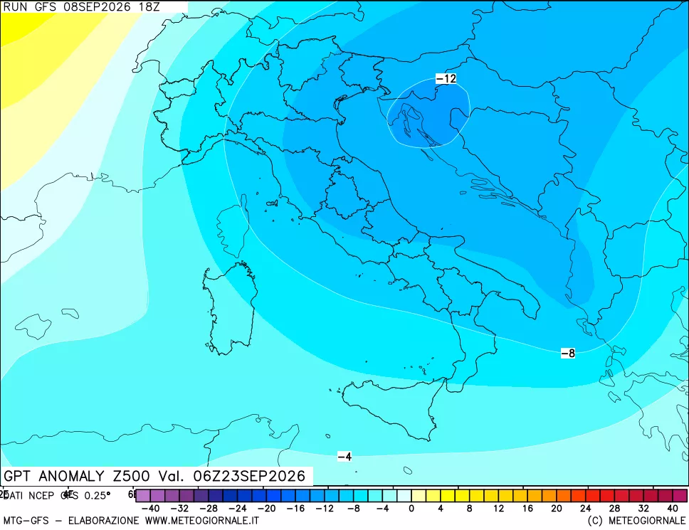 mappa 500 hPa GPT Anomaly vs Cli.No 1981-2010