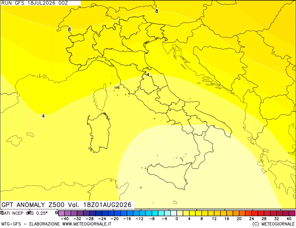 mappa 500 hPa GPT Anomaly vs Cli.No 1981-2010