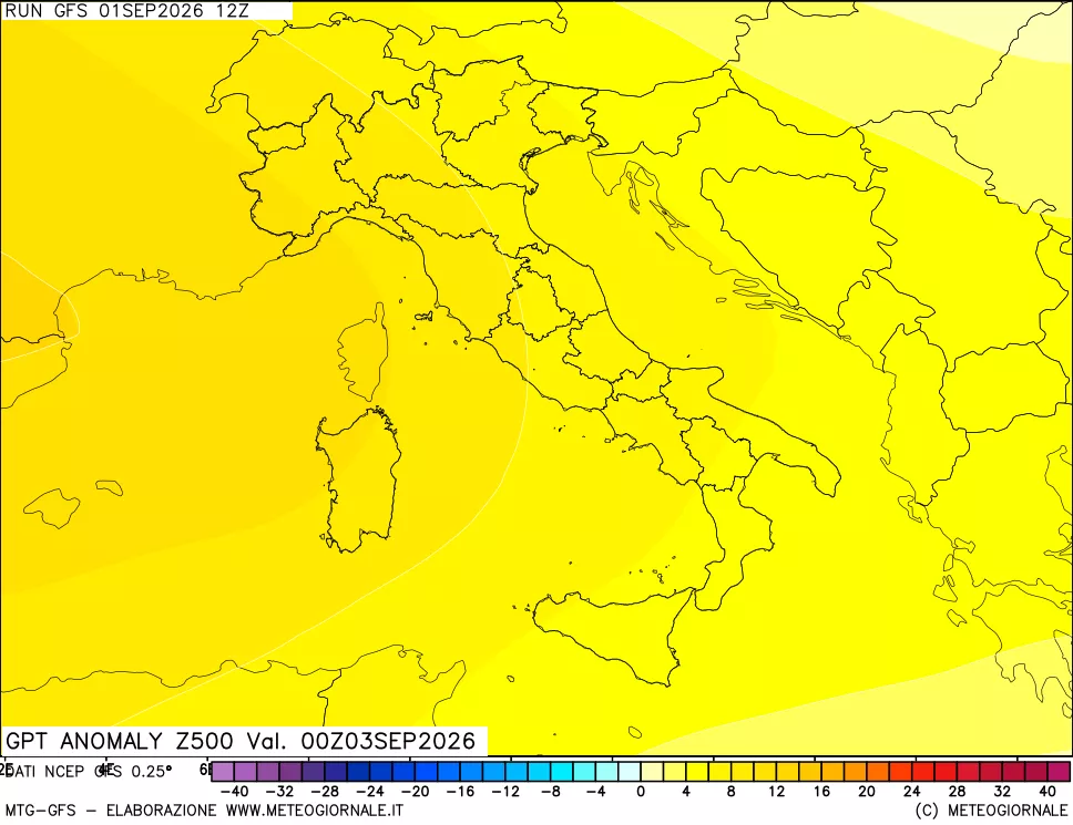 mappa 500 hPa GPT Anomaly vs Cli.No 1981-2010