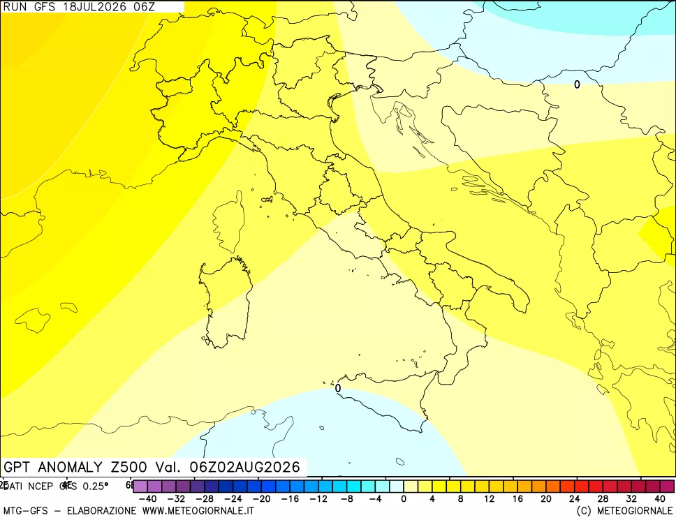 mappa 500 hPa GPT Anomaly vs Cli.No 1981-2010