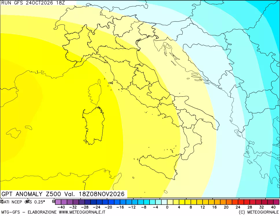 mappa 500 hPa GPT Anomaly vs Cli.No 1981-2010