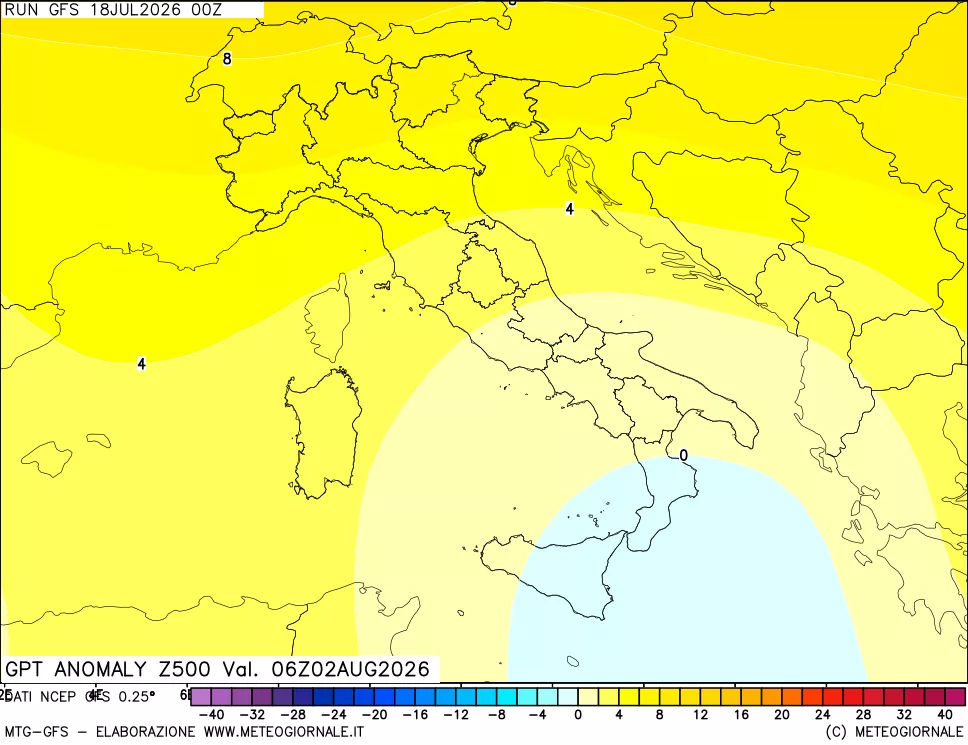 mappa 500 hPa GPT Anomaly vs Cli.No 1981-2010
