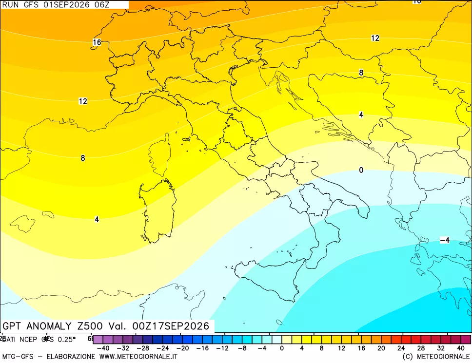 mappa 500 hPa GPT Anomaly vs Cli.No 1981-2010