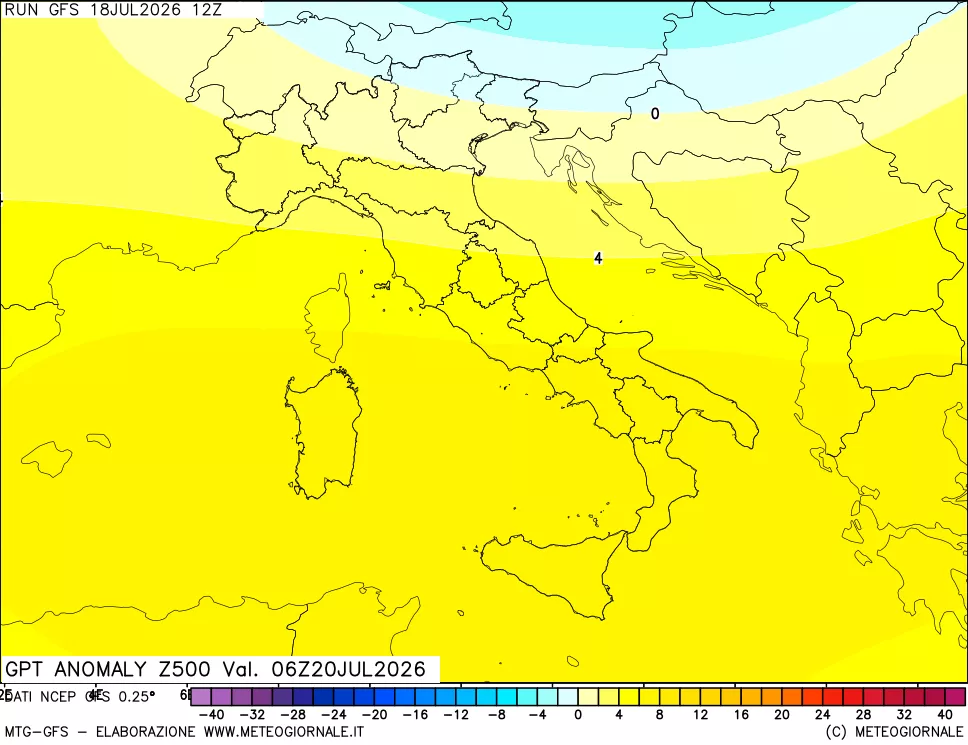 mappa 500 hPa GPT Anomaly vs Cli.No 1981-2010