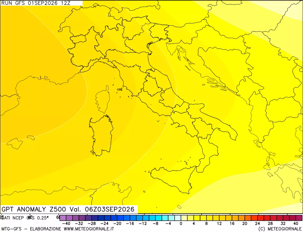 mappa 500 hPa GPT Anomaly vs Cli.No 1981-2010