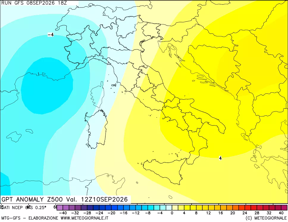 mappa 500 hPa GPT Anomaly vs Cli.No 1981-2010
