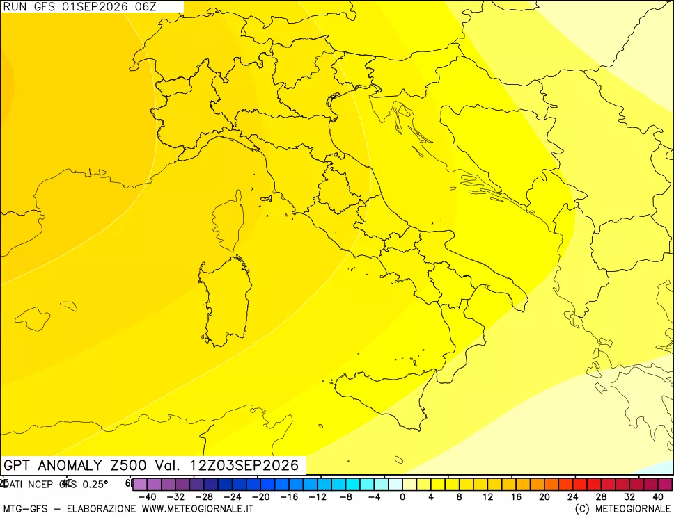 mappa 500 hPa GPT Anomaly vs Cli.No 1981-2010