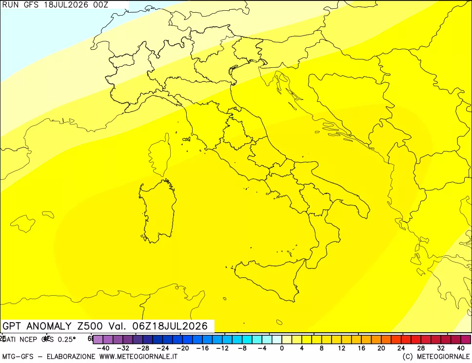 mappa 500 hPa GPT Anomaly vs Cli.No 1981-2010