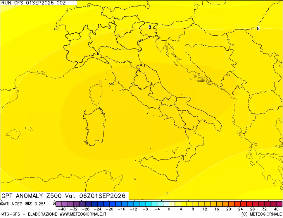 mappa 500 hPa GPT Anomaly vs Cli.No 1981-2010