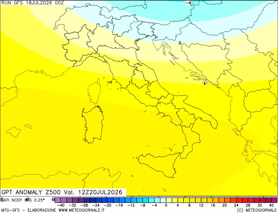 mappa 500 hPa GPT Anomaly vs Cli.No 1981-2010