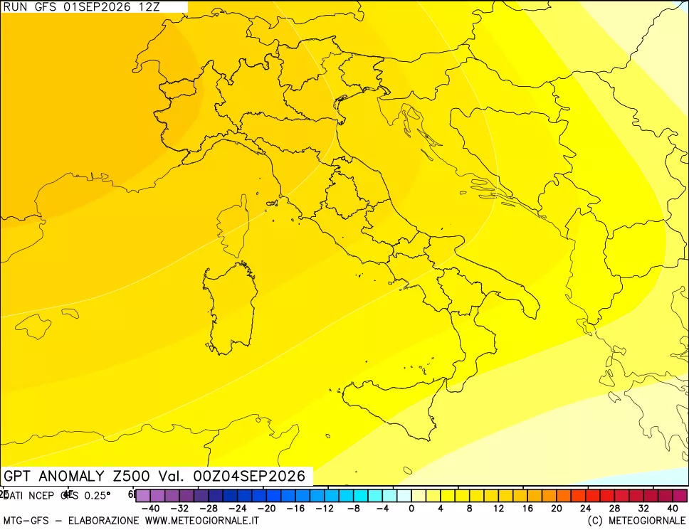 mappa 500 hPa GPT Anomaly vs Cli.No 1981-2010