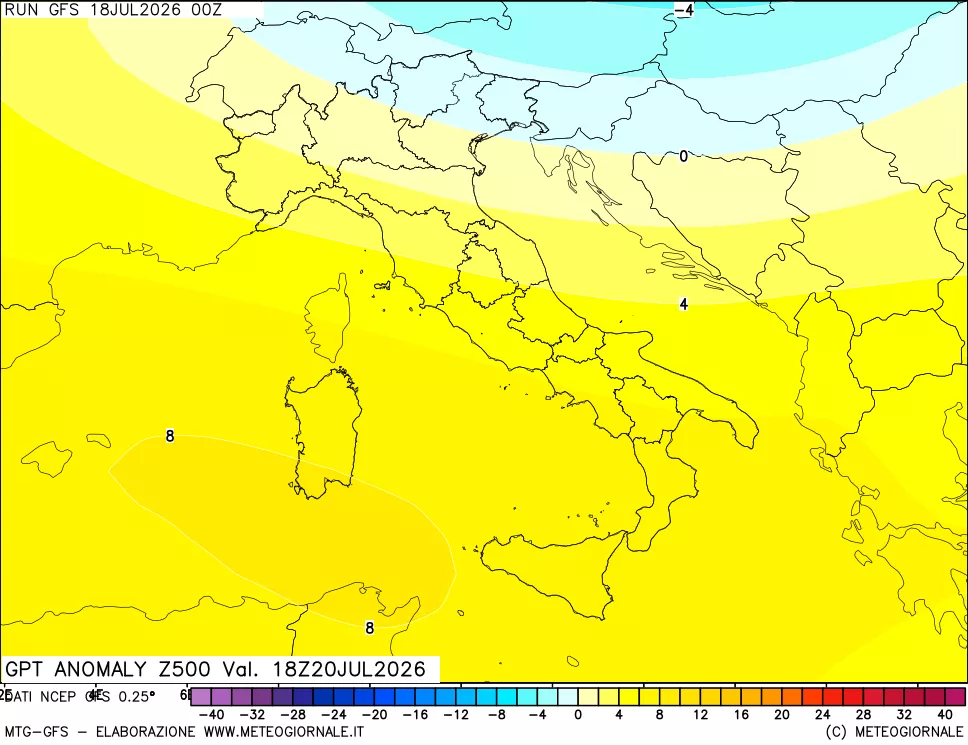 mappa 500 hPa GPT Anomaly vs Cli.No 1981-2010