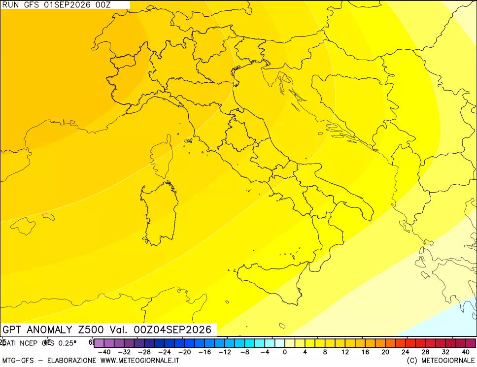 mappa 500 hPa GPT Anomaly vs Cli.No 1981-2010