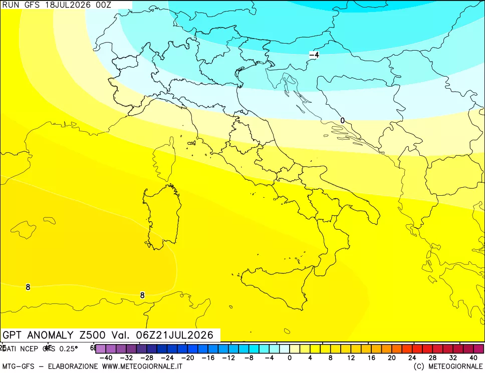 mappa 500 hPa GPT Anomaly vs Cli.No 1981-2010